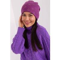 Love Lace Women's Warm Winter Cashmere Beanie Hat with Rhinestone Decoration Soft in Violet
