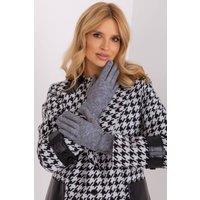 Love Lace Women's Elegant Fabric Gloves with Geometric Pattern & Touchscreen Flower in Grey | Size: S/M