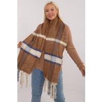 Love Lace Women's Elegant Check Pattern Polyester Scarf with Tassels 180cm in Brown