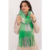 Love Lace Women's Elegant Classic Check Polyester Scarf Long with Tassels in Green