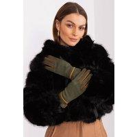 Love Lace Women's Touchscreen Gloves Contrasting Finger Inserts Braided Wrist Straps in Green | Size: Large/XL
