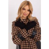 Love Lace Women's Geometric Fabric Gloves with Touchscreen Flower & Button Cuffs in Black | Size: S/M