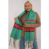 Love Lace Women's Elegant Checkered Polyester Scarf with Tassels Warm 180cm in Green