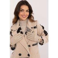 Love Lace Women's Insulated Smooth Touchscreen Gloves with Embroidered Flower Detail in Beige | Size: Large/XL