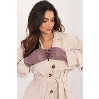 Love Lace Women's Insulated Touchscreen Leather Gloves with Embroidered Flower Finger in Violet | Size: Large/XL