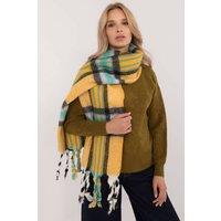 Love Lace Women's Elegant Check Pattern Polyester Scarf with Tassels for Warmth in Yellow