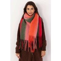 Love Lace Women's Polyester Tassel Scarf Smooth Color Pattern for Autumn Winter in Red