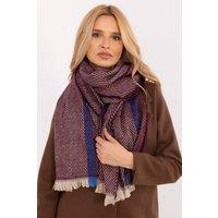 Love Lace Women's Stylish Winter Striped Viscose Scarf with Soft Fringed Ends in Red
