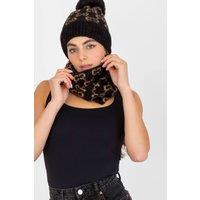 Love Lace Women's Warm Chimney Infinity Scarf with Textured Pattern for Cap Match in Black