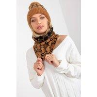 Love Lace Women's Warm Infinity Scarf with Patterned Chimney Design & Matching Cap in Brown