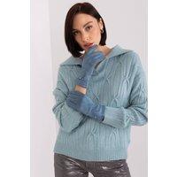 Love Lace Women's Elegant Touchscreen Gloves with Embroidered Flower Thumb & Index in Blue | Size: S/M