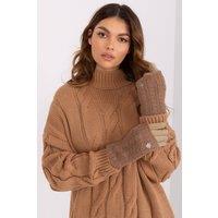 Love Lace Women's Smooth Touchscreen Insulated Knit Gloves with Flower Stitch Detail in Beige