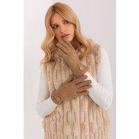 Love Lace Women's Geometric Insulated Touchscreen Gloves with Decorative Buttons in Brown | Size: Large/XL
