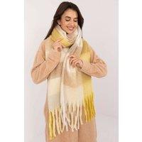 Love Lace Women's Elegant Check Polyester Scarf with Tassels for Warm Winter in Yellow