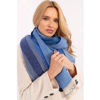 Love Lace Women's Stylish Winter Striped Soft Viscose Scarf with Fringe Ends in Blue