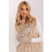 Love Lace Women's Insulated Touchscreen Gloves Geometric Pattern Decorative Buttons in Beige | Size: Large/XL