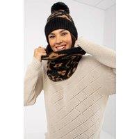 Love Lace Women's Warm Infinity Scarf with Pattern Designed for Matching Cap Set in Black