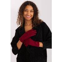 Love Lace Women's Insulated Geometric Pattern Phone Touch Gloves with Flower Trim in Red | Size: S/M