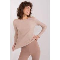 Love Lace Women's Striped Cotton Fitted Blouse With Shoulder Buttons Style 188150 in Beige | Size: S/M