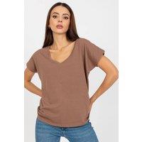 Love Lace Women's Heart Neck Short Sleeve T-Shirt Style 169733 in Brown | Size: XS