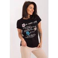 Love Lace Women's Cotton Summer Casual Blouse with Embroidery Style 194831 in Black | Size: S/M