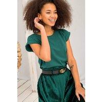 Love Lace Women's Straight Cut Short Sleeve Round Neck T-Shirt Style 168486 in Green | Size: Small