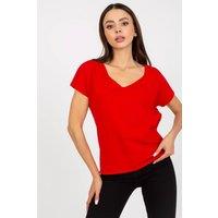 Love Lace Women's Everyday Short Sleeve Heart Neck T-Shirt in Red | Size: Large