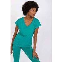Love Lace Women's Straight Cut Short Sleeve Heart Neck T-Shirt in Green | Size: Small