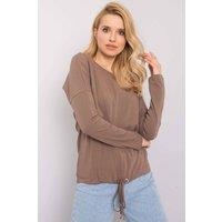 Love Lace Women's Straight Cut Long Sleeve Blouse Tie Hem Style 161357 in Brown | Size: XS