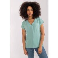 Love Lace Women's Casual Straight Neck Short Sleeve Blouse in Green | Size: Large/XL