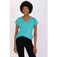Love Lace Women's Straight Cut Short Sleeve Heart Neck T-Shirt in Teal | Size: Small