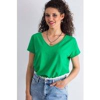 Love Lace Women's Heart Neck Short Sleeve T-Shirt for Any Occasion in Green | Size: Small