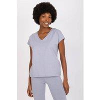 Love Lace Women's Straight Cut Heart Neck Short Sleeve T-Shirt in Grey | Size: Small