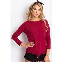 Love Lace Women's Straight Cut Long Sleeve Blouse with Tie in Red | Size: XS