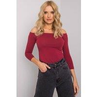 Love Lace Women's Straight Cut Spanish Shoulder Blouse in Red | Size: XS