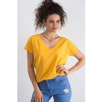 Love Lace Women's Short Sleeve Heart Neck T-Shirt for Any Occasion Style 168498 in Yellow | Size: XS