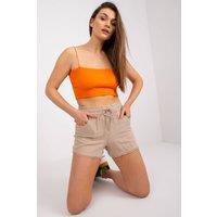 Love Lace Women's Elastic Waist Tie Shorts with Pockets in Beige | Size: Small