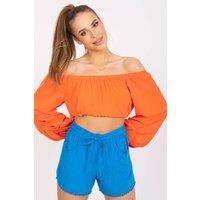 Love Lace Women's Elastic Waist Tie Slip Pocket Shorts in Blue | Size: Large