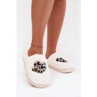 Love Lace Women's Fur Heart Decor Home Slippers with Soft Plush Insole Cozy in White | Size: 6