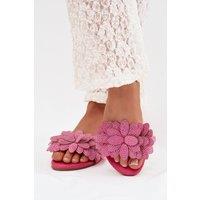 Love Lace Women's Comfort Flat Sole Sandals with Decorative Front Flip Flops in Pink | Size: 6.5