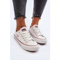 Love Lace Women's Textile Sneakers with Solid Rubber Sole for Warm Days in White | Size: 3.5