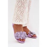 Love Lace Women's Step in Flat Sole Sandals with Decorative Front Ornament in Violet | Size: 4.5