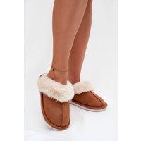 Love Lace Women's Soft Suede Fur Lined Indoor Slippers Warm Cozy Home Wear in Brown | Size: 6.5