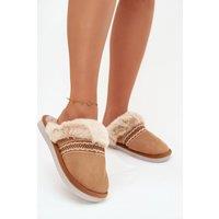 Love Lace Women's Cozy Soft Fabric Fur Embroidered Indoor Slippers for Warmth in Brown | Size: 6
