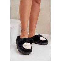 Love Lace Women's Adorable Faux Fur Slippers with Thick Non Slip Sole for Warm Days in Black | Size: 6