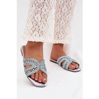 Love Lace Women's Comfort Step In Style Flip Flops for Everyday Walking Beach in Blue | Size: 6.5