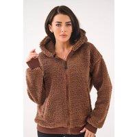 Love Lace Women's Casual Zip Hooded Polyester Sweatshirt Lamb in Brown | Size: Medium/Large