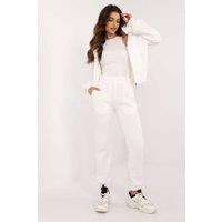 Love Lace Women's Cotton Elastane Zip Hoodie Sweatshirt Set in White
