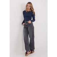 Love Lace Women's Cotton Fitted Long Sleeve Button Top in Blue