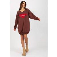 Love Lace Women's Long V Neck Casual Sweatshirt with Jet Stones in Brown